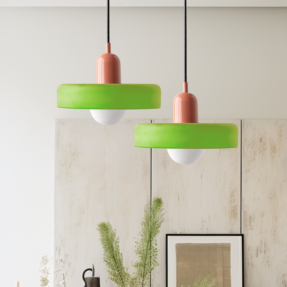 Pendant lamp made of colored glass