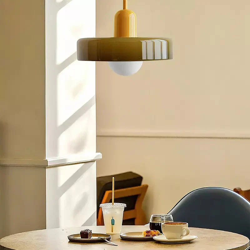 Pendant lamp made of colored glass