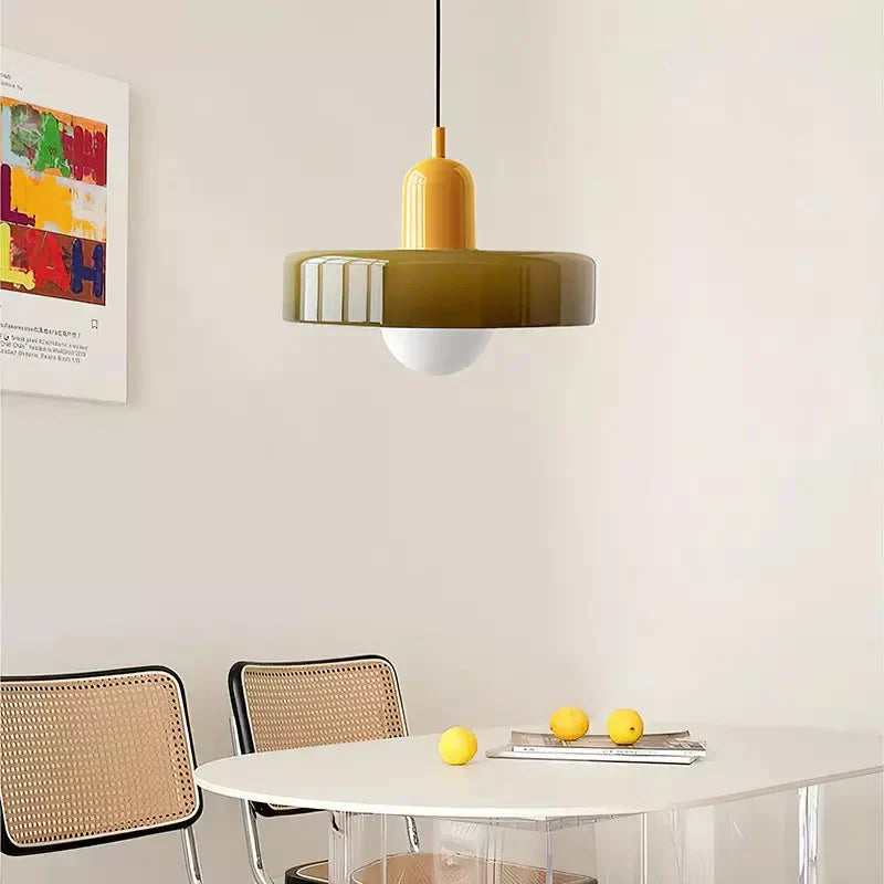 Pendant lamp made of colored glass