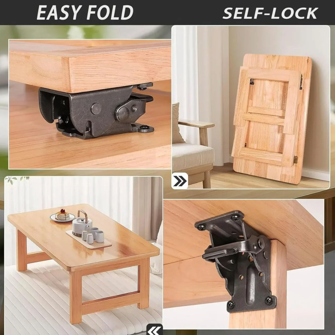 90 Degree Self-Locking Folding Steel Furniture Hinges (x2)