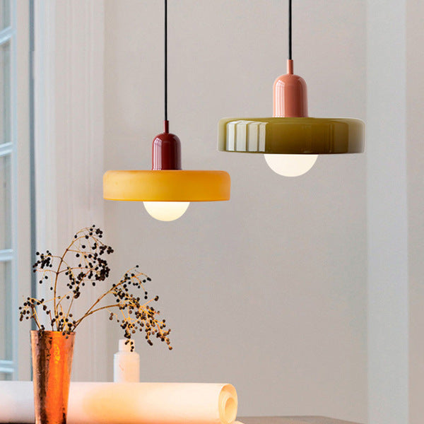 Pendant lamp made of colored glass