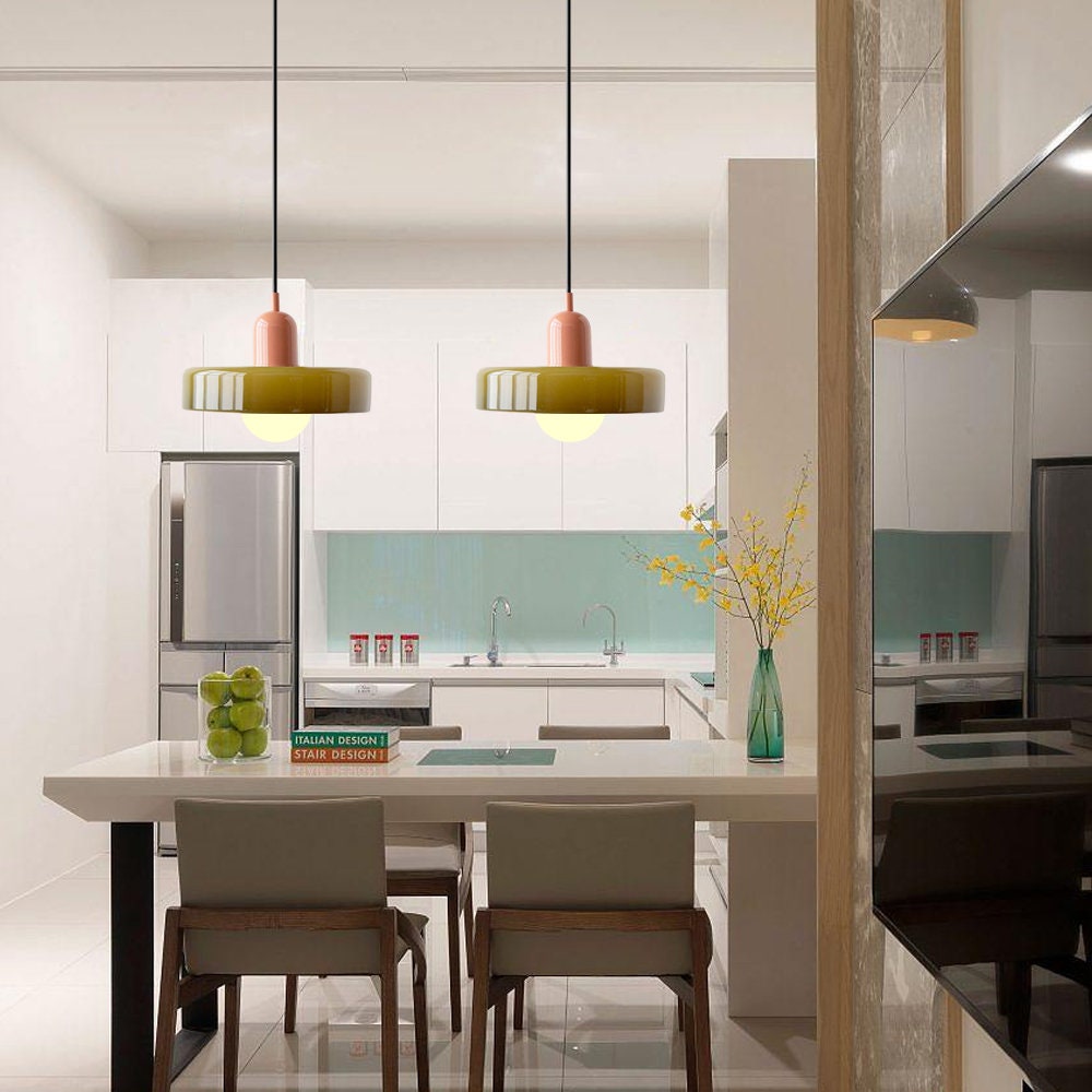 Pendant lamp made of colored glass