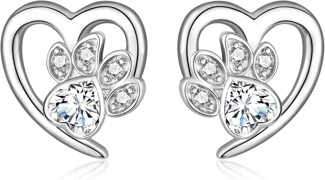 Kolczyki z odciskami łapek i sercem – Biżuteria dla miłośników zwierząt