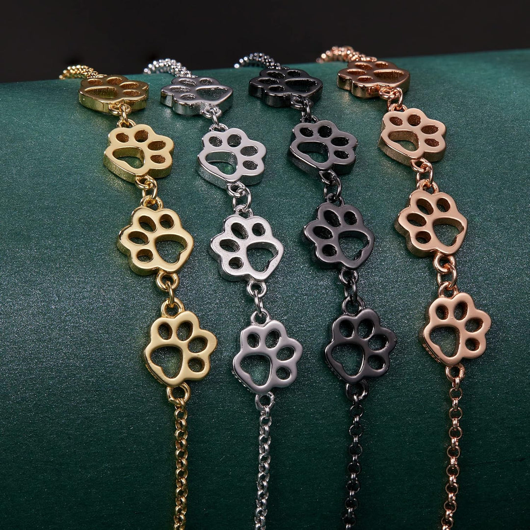 Regulowana srebrna bransoletka z odciskiem łapy psa