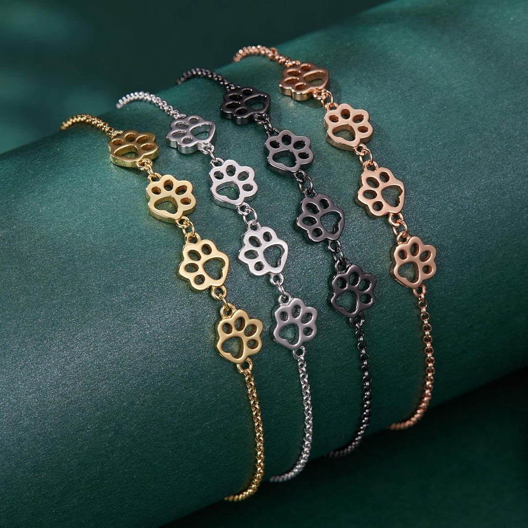 Regulowana srebrna bransoletka z odciskiem łapy psa