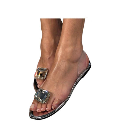 Limited Time 50% Off💥Flat Sandals with Clear Rhinestones for Women
