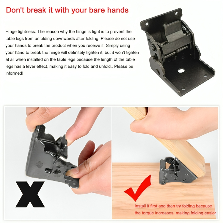 90 Degree Self-Locking Folding Steel Furniture Hinges (x2)