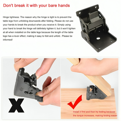 90 Degree Self-Locking Folding Steel Furniture Hinges (x2)